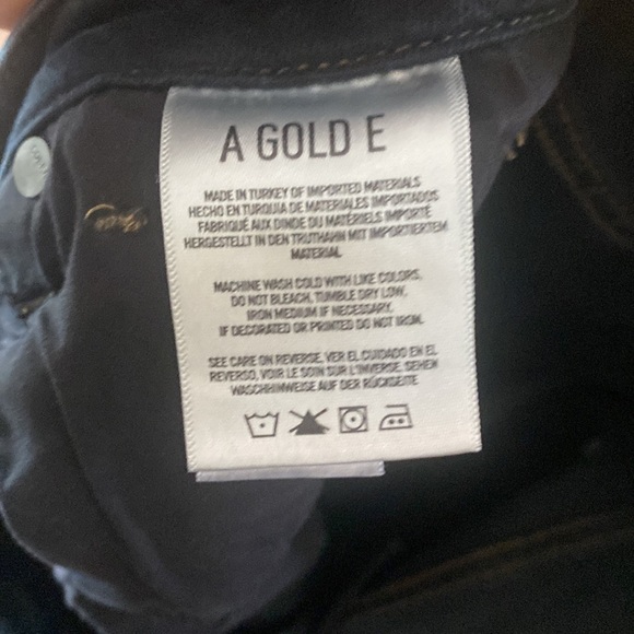 AGOLDE Dark skinny stretch distressed jeans size 26 mid rise. Busted knee - Picture 5 of 10